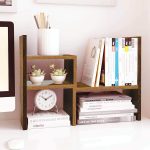 Jerry & Maggie - Desktop Organizer Office Storage Rack Adjustable Wood Display Shelf | Birthday Gifts - Toy - Home Decor | - Free Style Rotation Display - True Natural Stand Shelf White Wood Tone